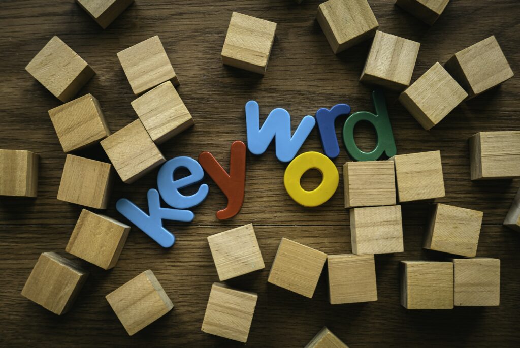 Colorful alphabet of word keyword.